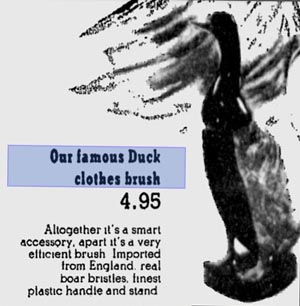 Advert for 'Duck clothes brush'